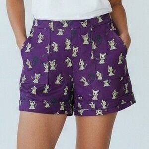 BlackMilk Women Shorts XL Purple Pokemon Mimikyu Cuffed High Waist Geek Chic